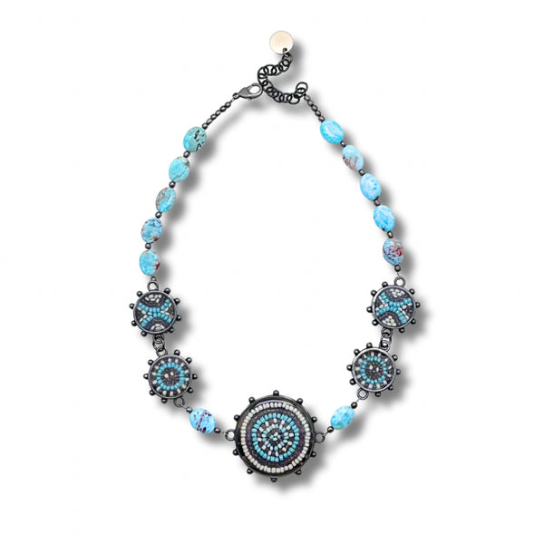 Multi-Color Beads & Larimar Necklace