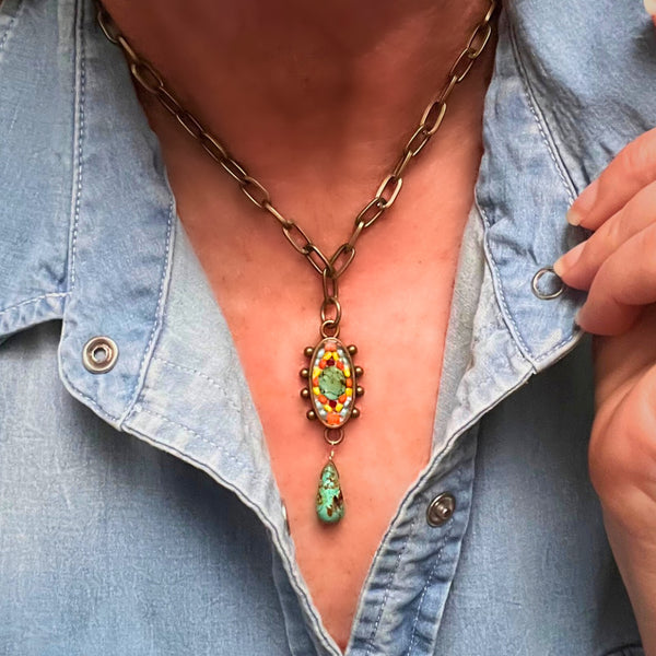 ColorFULL Necklace with Turquoise & Antiqued Brass