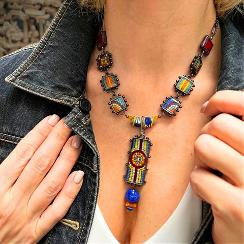 ColorFULL Necklace with Lapis and African Beads