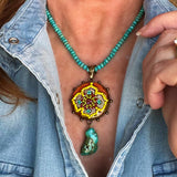 Czech Beads, Turquoise and Gold Flll Necklace