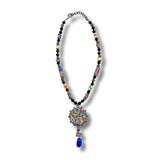 Multi-Cplor Bead, Lapis, Crystal and African Mille Fleur Necklace