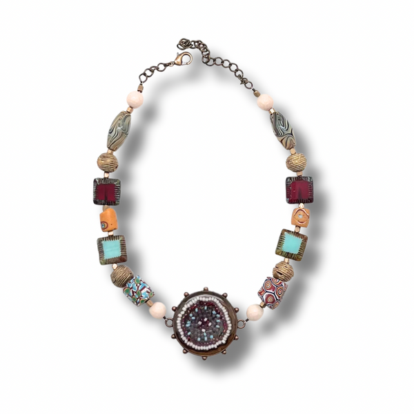 ColorFULL Necklace with African Beads and Czech Glass