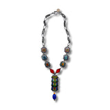 Multi-Color czech glass, Lapis and Amber Necklace