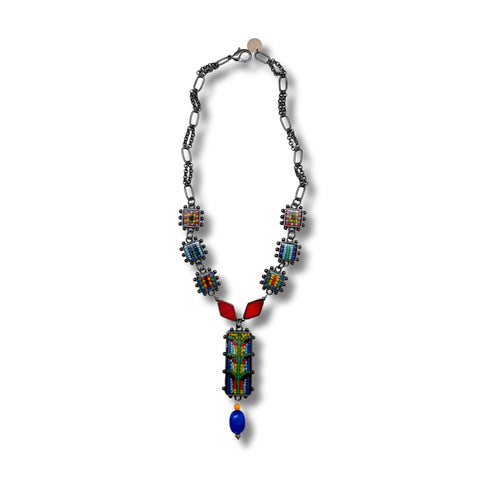 ColorFULL Necklace with Lapis, Amber and Czech Glass