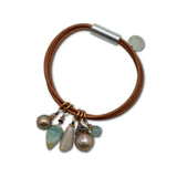 Leather, Baroque Pearl & Opal Bracelet